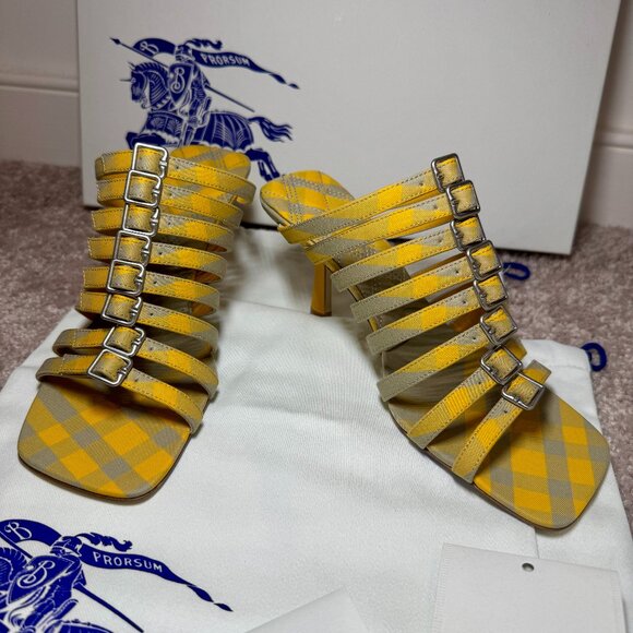 Burberry Carmine Strap Check Strappy Open Toe Kitten Heel Sandals EUR 36 - Picture 1 of 4